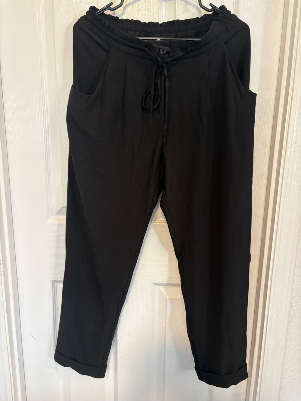 RD Style Black Drawstring Waist Jogger Pants
